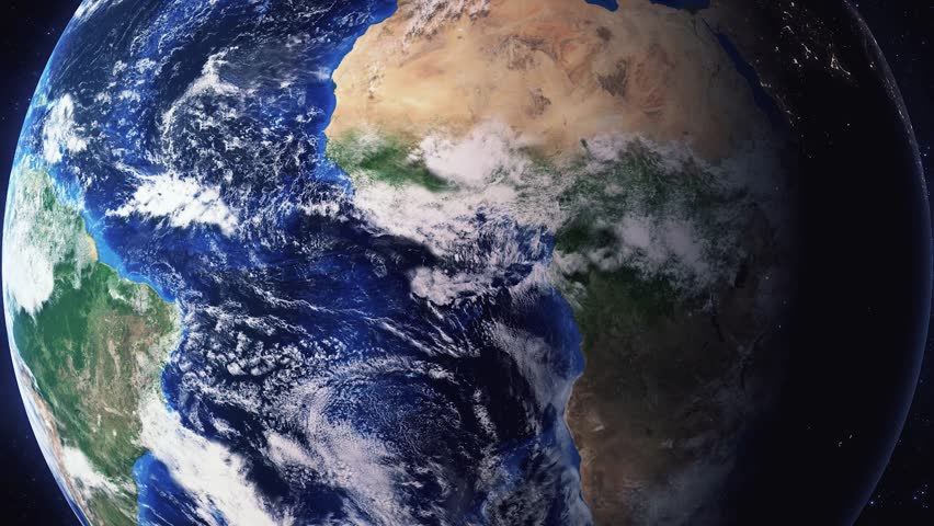 Earth zoom in from space and focus on Richmond, Indiana, USA. 3D Animation. Video footage. Background for travel intro.