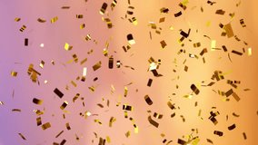 Golden confetti falling over gradient background in celebratory animation. Celebration, festive, party, excitement, festive season, shiny - Powered by Shutterstock - Get 15% off with code: PIKWIZARD15