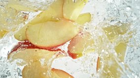Super Slow Motion Shot of Red Apple Cuts Followed by Camera Splashing into Water at 1000 fps. - Powered by Shutterstock - Get 15% off with code: PIKWIZARD15