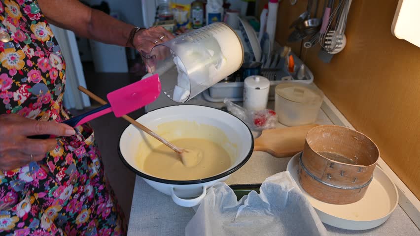 Preparing to bake a homemade cake in the kitchen