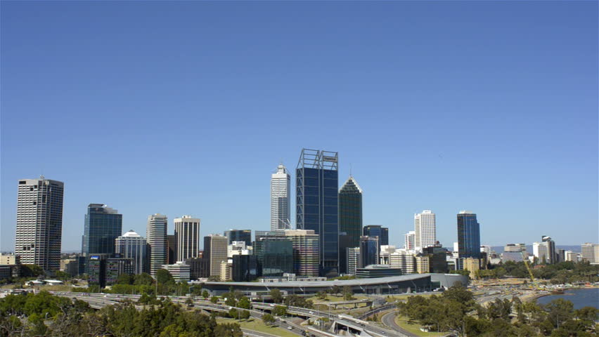 View of Perth City, Australia, from King's Park in mid-afternoon on a summers