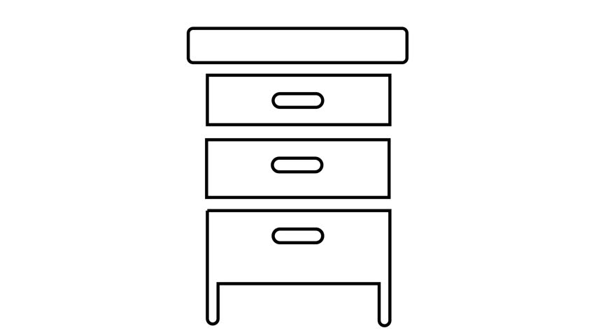 Animation of line sketch of chest of drawers icon