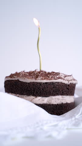 Birthday Cake With Burning   Candle  
Bday concept birthday cake with one candle 