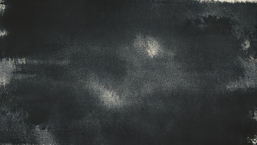 Smoky slate gradient with fine spray particles and horizontal smudge, vintage film grain and soft vignette, grunge animated texture