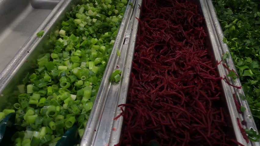 Shredded Healthy Vegetables in Buffet Restaurant, Vegan Eatery