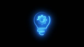 Glowing neon line Light bulb and gear icon isolated on black background. Innovation concept. - Powered by Shutterstock - Get 15% off with code: PIKWIZARD15