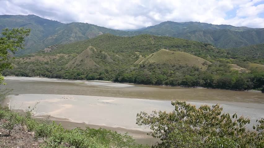 Distant shot to the wooden western bridge. Panoramic view of the wooden western bridge.