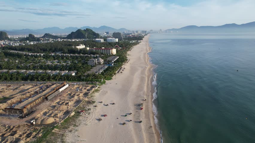 Aerial view of Non Nuoc Beach in Da Nang, Vietnam