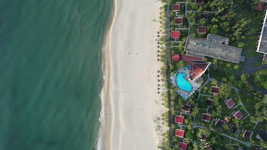 Aerial view of Non Nuoc Beach in Da Nang, Vietnam