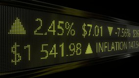 Inflation. Stock market indicators. Digital shares tickers data price display panel trading financial report. 3D Illustration - Powered by Shutterstock - Get 15% off with code: PIKWIZARD15