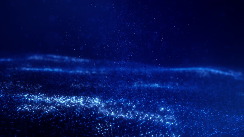 Abstract digital particle wave and light abstract background. Technology digital wave background concept. abstract motion wave blue dots with glowing defocused particles background.
