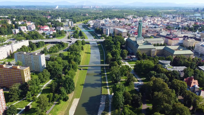 Aerial view of Ostrava in summer, a city in the Czech Republic