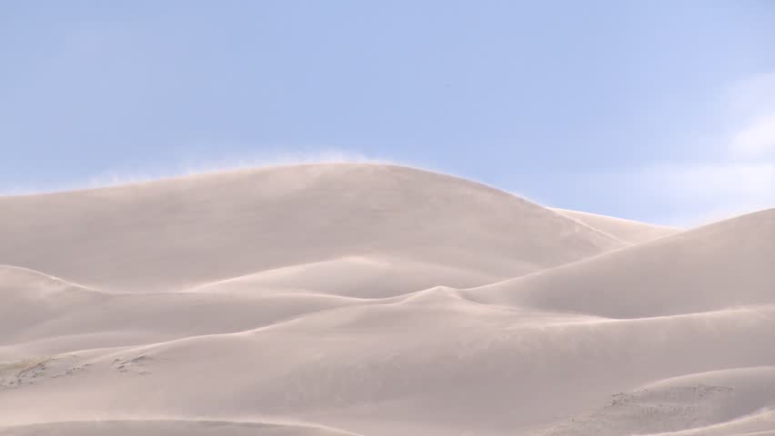 Strong wind blowing sand at the St. Anthony Sand Dunes in Idaho