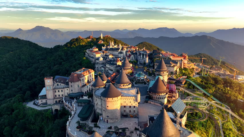 Aerial view of French village at bana hills, Da nang, Vietnam.