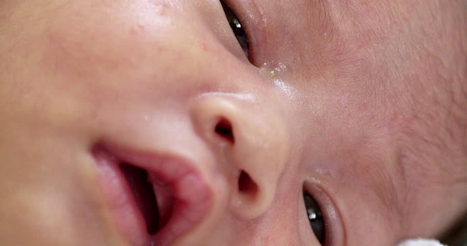 A baby A baby who was born a few days ago opened his eyes and blinked to see his parents