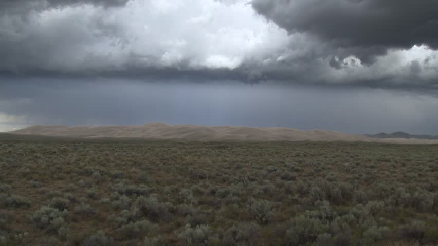 A storm brewing over the St. Anthony Sand Dunes in Idaho.
