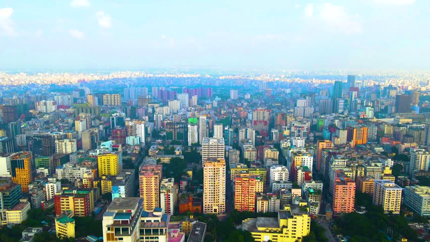 Aerial View Of City Buildings In Dhaka, Bangladesh - Drone Shot
