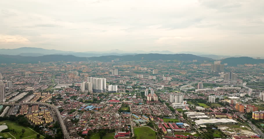 Kuala Lumpur suburbs, Malaysia in Asia. Aerial forward and copy space