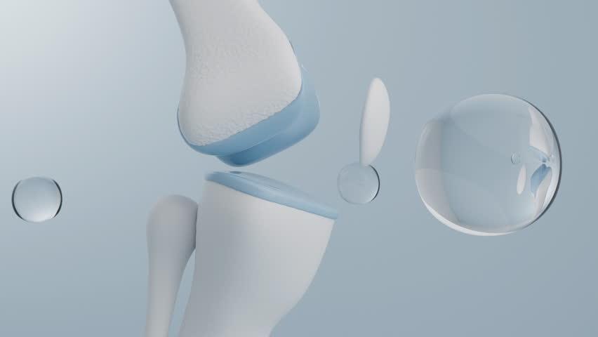 Collagen, vitamins, and calcium heal knee pain and protect against osteoarthritis. 3D rendering.