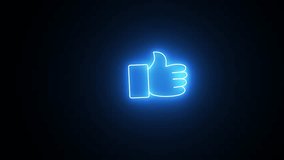 Glowing blue neon line-like button symbol. Animated neon thumb-up sign icon animation - Powered by Shutterstock - Get 15% off with code: PIKWIZARD15