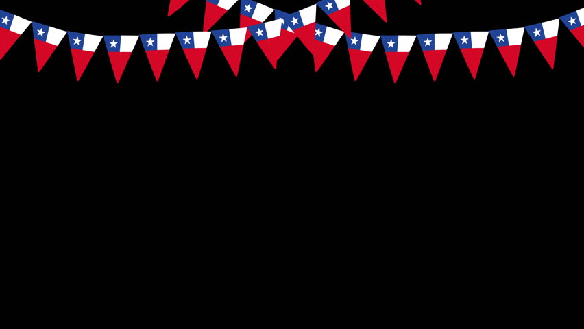 Two Fiestas Patrias Chile Pennants banderines chilean flags waving