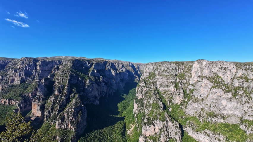 Profile view of mountain range National Park of Tzoumerka, Peristeri and Arachthos Gorge in Greece during morning.