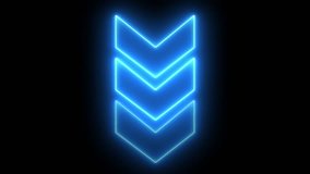 Neon down direction arrow icon animation on black background. Animated arrow icon pointing down. Abstract beautiful blue neon down side directional arrow. - Powered by Shutterstock - Get 15% off with code: PIKWIZARD15
