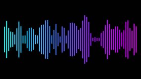 Blue and purple gradient sound waves or audio waveform on black. Music, sound, voice recording, and soundtrack visualization. Sound wave equalizer and audio waveform spectrum motion. Music line graph. - Powered by Shutterstock - Get 15% off with code: PIKWIZARD15