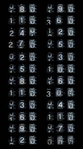 a grid of cassette tape numbers countdown in vertical