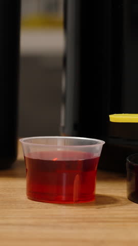 Vertical video. Black Jars with Portions of Sports Supplements. Pre-Workout Food for Effectiveness.