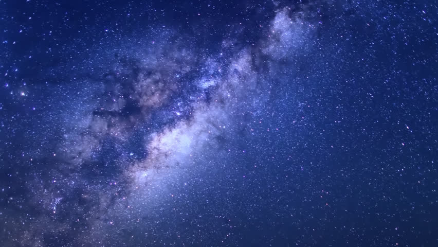 Night starry sky, milky way in night horizon, beautiful dark day time, stars shining, white. Star trails rolling. Nice clear weather.