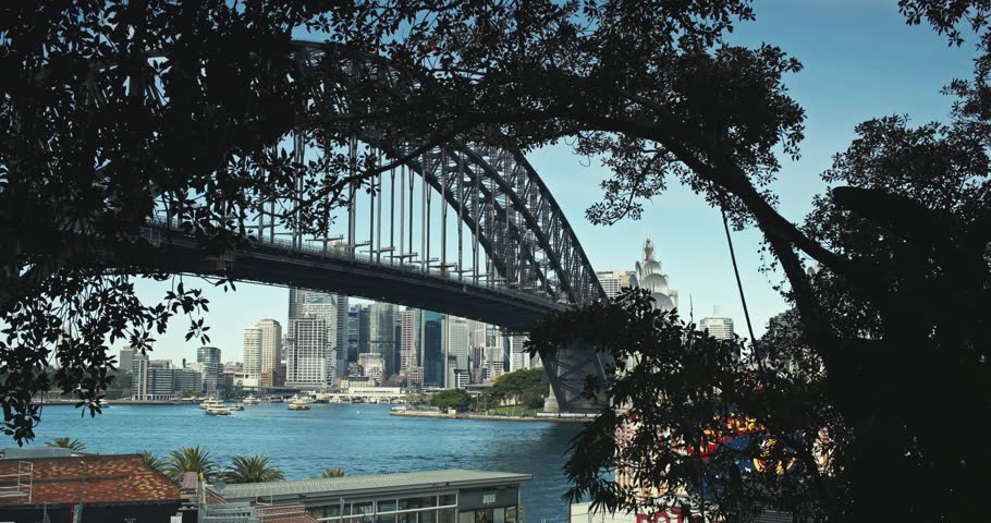 A view looking across Sydney Harbor, towards Circular Quay.