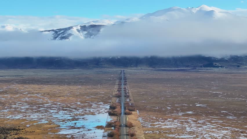 Patagonia Skyline At El Calafate In Santa Cruz Argentina. Snowy Mountains. Road Trip Scenery. Santa Cruz Argentina. Winter Travel. Patagonia Skyline At El Calafate In Santa Cruz Argentina.