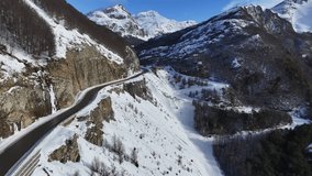 Patagonia Road At Ushuaia In Tierra Del Fuego Argentina. Snowy Mountains. Glacier Landscape. Tierra Del Fuego Argentina. Winter Background. Patagonia Road At Ushuaia In Tierra Del Fuego Argentina. - Powered by Shutterstock - Get 15% off with code: PIKWIZARD15