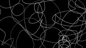 Tangled white lines on a black screen. Animation of the texture of drawing swirls and overtone lines in 4K with an alpha channel. Doodle effect for overlay. - Powered by Shutterstock - Get 15% off with code: PIKWIZARD15