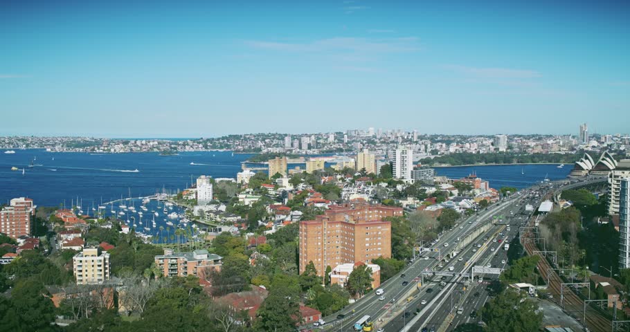 Motorway traffic moves in and out of Sydney, in New South Wales, Australia.