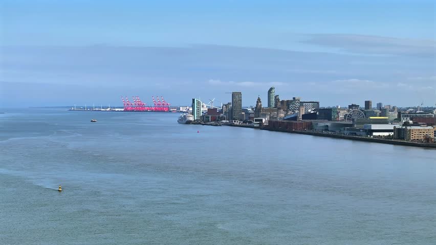 The River Mersey in Liverpool Aerial View