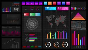 Futuristic data dashboard with various charts, graphs, and global maps on a dark interface, perfect for technology, business analytics, and data visualization projects. - Powered by Shutterstock - Get 15% off with code: PIKWIZARD15