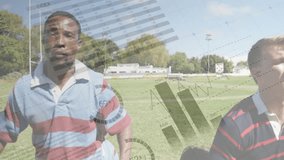 Animating financial data charts over diverse children playing outdoors in park. Finance, animation, diversity, statistics, recreation - Powered by Shutterstock - Get 15% off with code: PIKWIZARD15