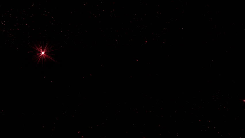 Abstract loop animation glow pink red star dust particles flow on black background. 4K 3D seamless looping orange gold bokeh particles dust fly in the air.