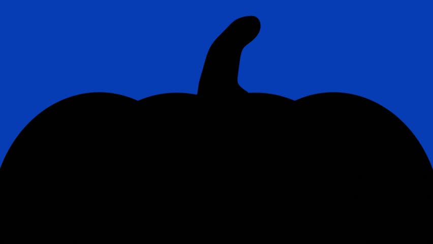 Abstract On And Off Cute Cartoon Big Halloween Pumpkin Half Face Lantern On Blue Screen Background. 4K VDO Stop Motion, Seamless Loop, 2D Animated, Digital Art, Procreate Pocket