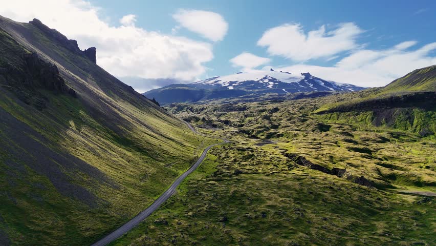 Aerial view near Snaefellsjokull, Iceland