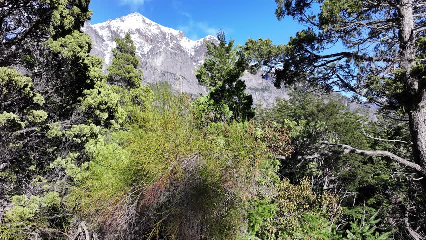 Chico Circuit At San Carlos De Bariloche Rio Negro Argentina. Stunning Countryside Life Landscape Viewed From Above. Snowy Lake Patagonia Landscape Snow Capped. Snowy Lakeshore Nature.