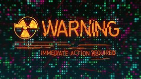 Warning and immediate action required text animation over digital grid background. Alert, urgent, emergency, danger, caution, rapid - Powered by Shutterstock - Get 15% off with code: PIKWIZARD15