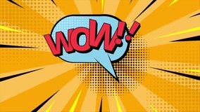 2d animation speech bubble with text Wow!, with animated vintage pop art halftone background, 4k green screen video overlay. - Powered by Shutterstock - Get 15% off with code: PIKWIZARD15