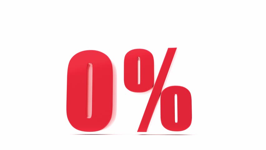 Red 0% percent off sign on white motion loop background Text 3D render. promotional materials advertising banner, discounts, shopping, store, special price ,animation sales offer advertisements