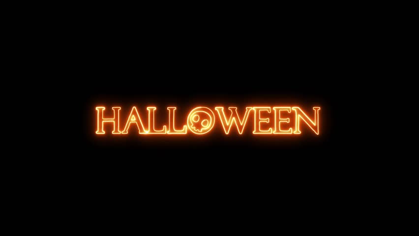 Happy Halloween neon animated, Happy halloween animation with neon text, Happy Halloween glowing text,neon sign.