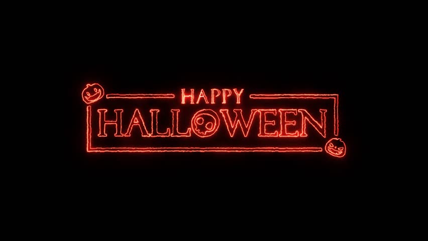 Happy Halloween neon animated, Happy halloween animation with neon text, Happy Halloween glowing text,neon sign.