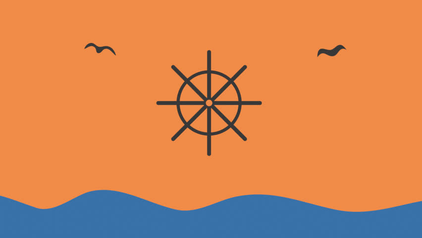 Animated flat design maritime day vector illustration