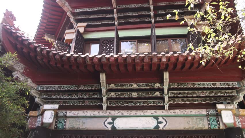 Close-up of ancient pagoda architecture in Chengdu, China